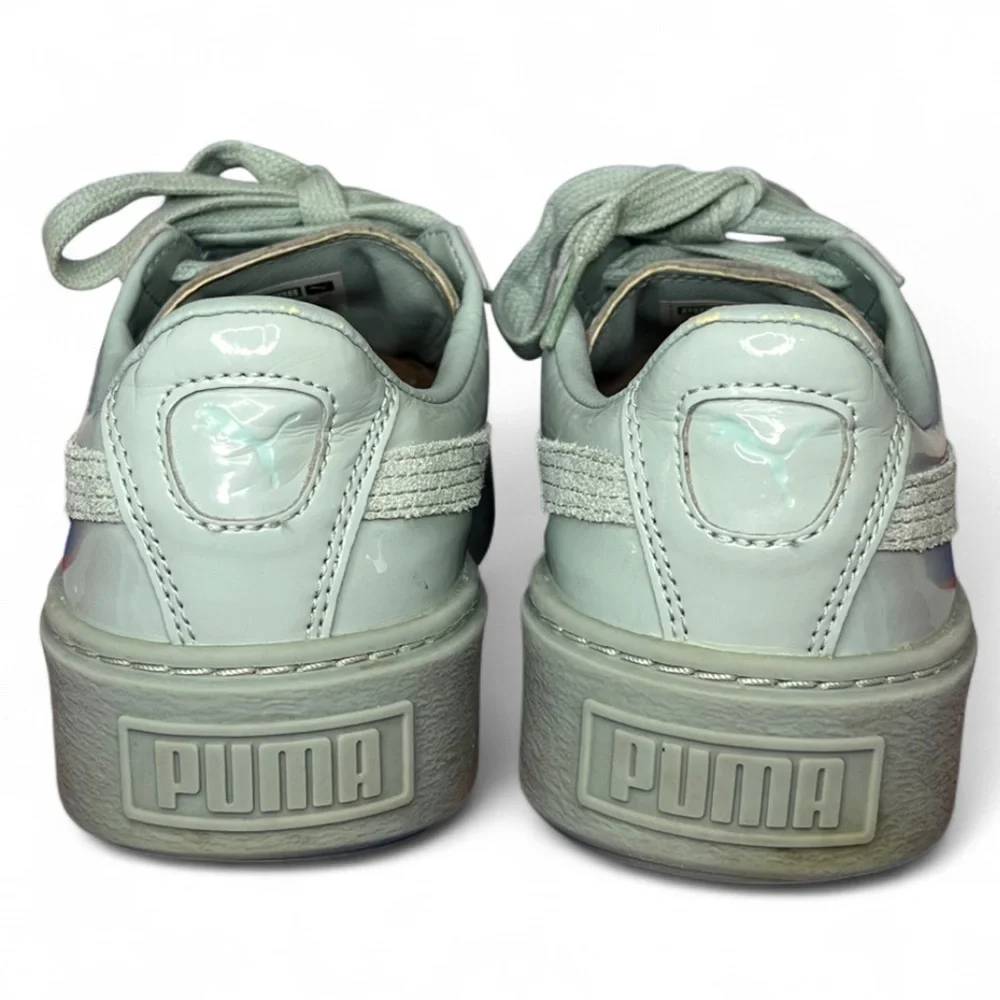 PUMA - Women's Mint Green Leather Basket Platform Sneakers Size 7.5 Shoes Unisex